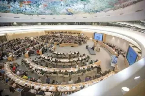 聯合國人權理事會第35次會議12日在瑞士日內瓦召開，有臺灣師生欲持「中華民國護照」進入會場旁聽遭拒。（中央社網站截圖）