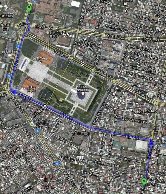 圖四、麥當勞叔叔重症兒童中途之家到臺大醫院路線圖