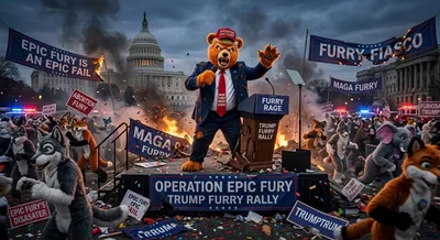 「エピック・フューリー」はエピック・フェイル（大失敗）：国会議事堂前でバイラル化した「トランプ・ベア」着ぐるみ集会の全貌