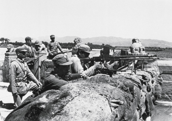 1937年盧溝橋抗戰，中華民國第二十九軍將士奮勇殺敵